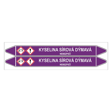 Značení potrubí, kyselina sírová dýmavá,2 ks, 450 × 52 mm